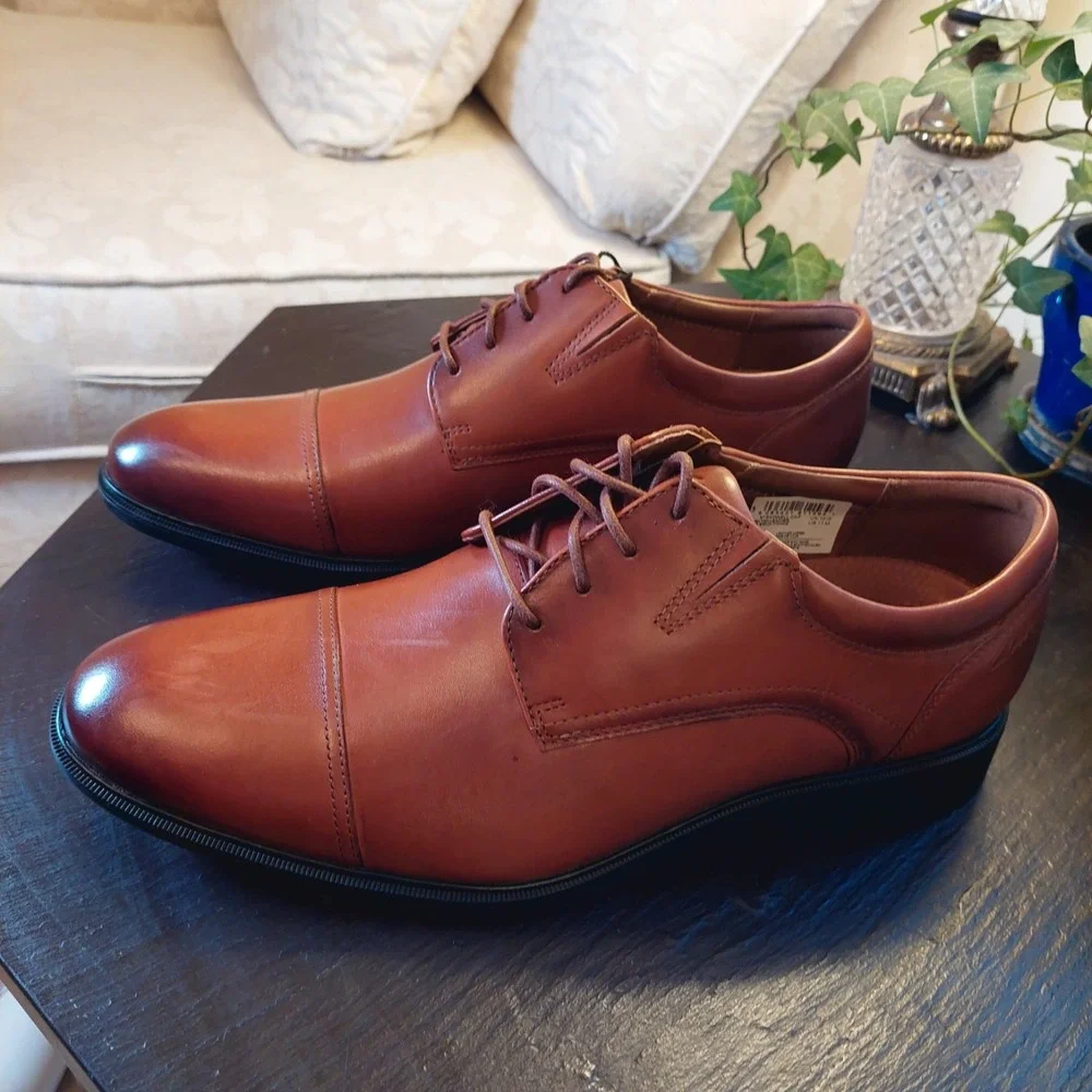 Clarks Men's Stedwell Cap Toe Lace-Up Oxford Dark Tan Leather Size 11M NEW!